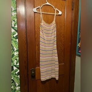 Olive & Oak Women's Crochet Dress Colorful Mini Dress Lined Size Large